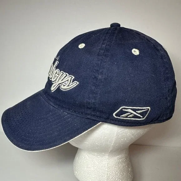 Reebok On Field VTG NFL Dallas Cowboys Navy Blue Embroidered Strap Back Hat Cap - Picture 2 of 6